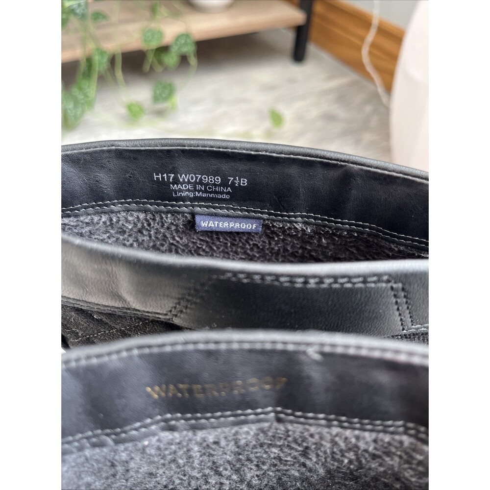 Cole Haan Quilted Women’s Pull  On Mid-Calf Boots Black Leather 7.5 Waterproof - Picture 6 of 13